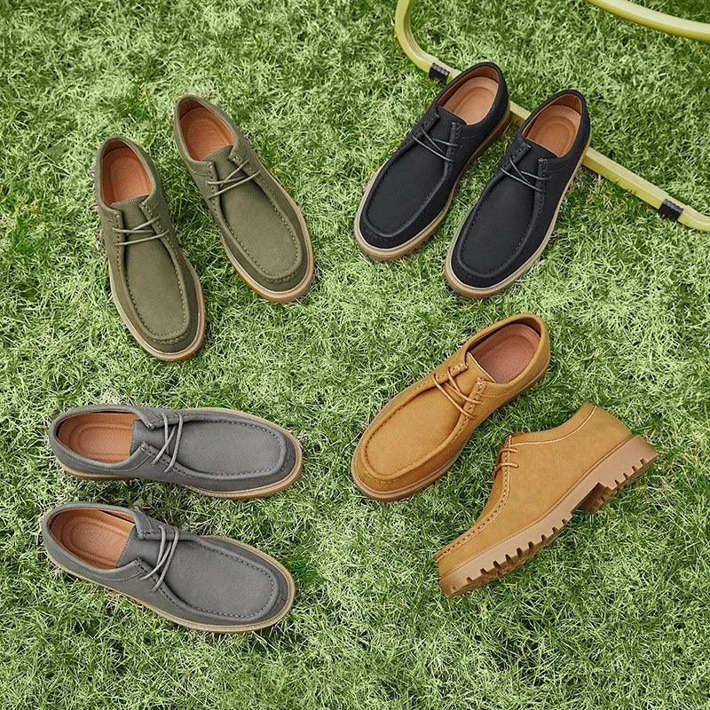 New 2025 Spring Autumn Outdoor Men's Walking Shoes Men Durable Sole Casual Loafers Male Fashion Cow Leather Footwear