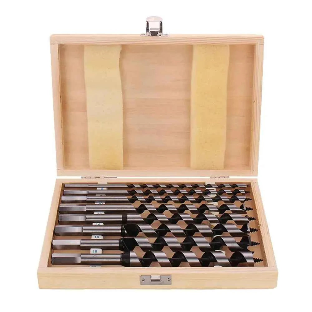 Krachtige 8Pcs 230mm Auger Drill Bit Set 6/8/10/12/14/16/18/20mm for Wood Hex Shank Length Deep Woodworking Drill Bit