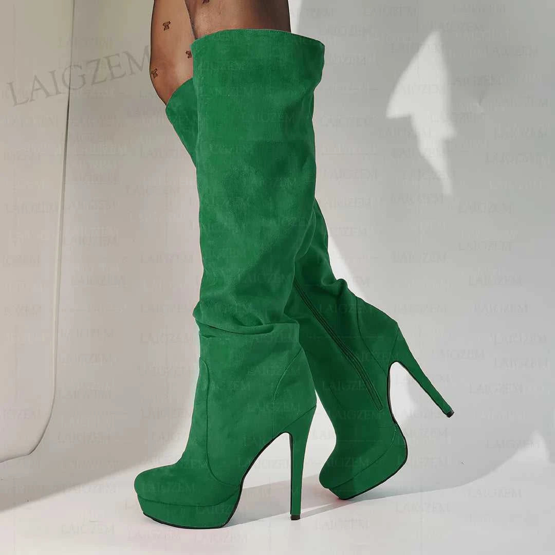 LAIGZEM Women Over Knee High Boots Faux Suede Zip Pleated Thin High Heels Boots Handmade Ladies Shoes Woman Big Size 41 43 45 52 The jack market .AU The jack market .AU Step Up Your Style: Trendy Shoes for Every Occasion! $ 152 14:771#LGZ4823 Red;200000124:698