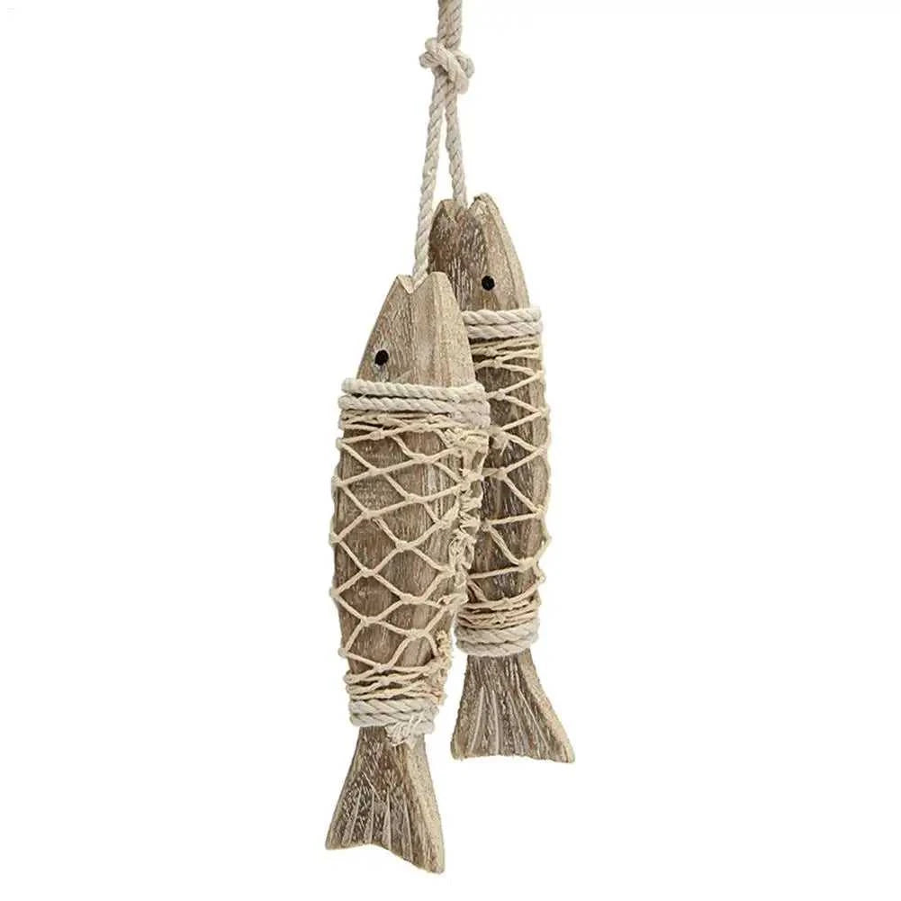 Fish Boho Decor 2-pieces Antique Wood Fish Sculpture with Fishing Net Aesthetic Art Decoration for Home Boats Balcony Pub The jack market .AU The jack market .AU Fishing Gear $ 26 14:10#A