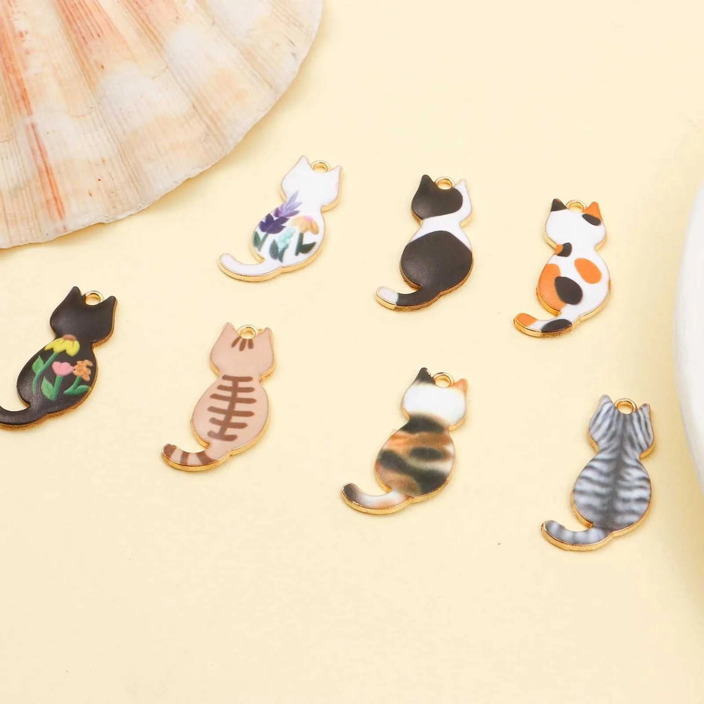 10PCs Cute Enamel Charms Pendants Gold Color Multicolor Cat Animal Charms DIY Necklace Bracelets Jewelry Making 3cm x 1.6cm The jack market .AU The jack market .AU Jewellery & Chains $ 47 200001033:361187#6