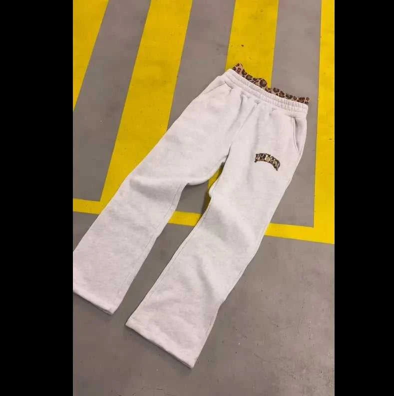 2025 European and American new trendy high street leopard print loose hooded sweatshirt casual stacking sweatpants The jack market .AU The jack market .AU Men Fashion $ 48 14:691#Pant;5:100014065