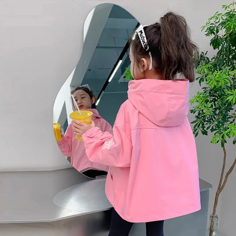 New Girl's Jacket Spring Children Hooded Coats Kids Autumn Fashion Clothes Outerwear Children's Casual Windbreaker Jackets