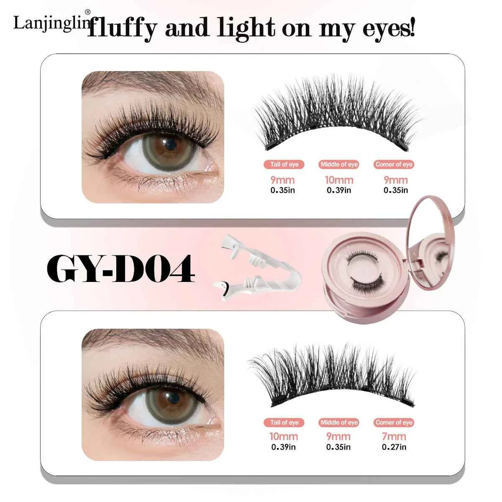 Lanjinglin Magnetic Eyelashes with Tweezer – Effortless Glam, No Glue, Soft & Natural Look, 2 Pairs