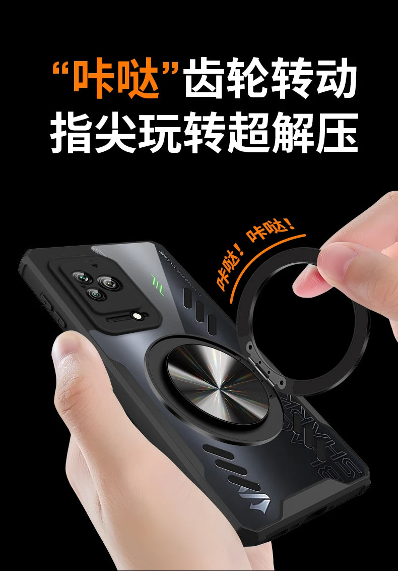 Magnetic 360° Rotation Stand Phone Case For Black Shark 5 Pro 5RS Case Graphene Heat Dissipation Transparent Cover