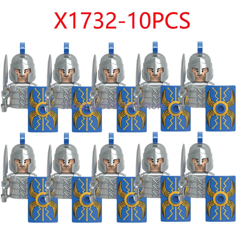 MOC Military Soldier Movie Character Building Blocks Accessories Medieval Castle Knight Helmet Shield Mini Brick Gift Toy E008