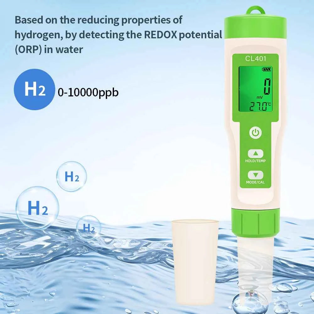 Multifunctional Chlorine Testing Pen 2/3/4/5 in 1 Water Quality Tester CL2 TEMP pH H2 ORP Measuring For Aquarium Swimming Pool