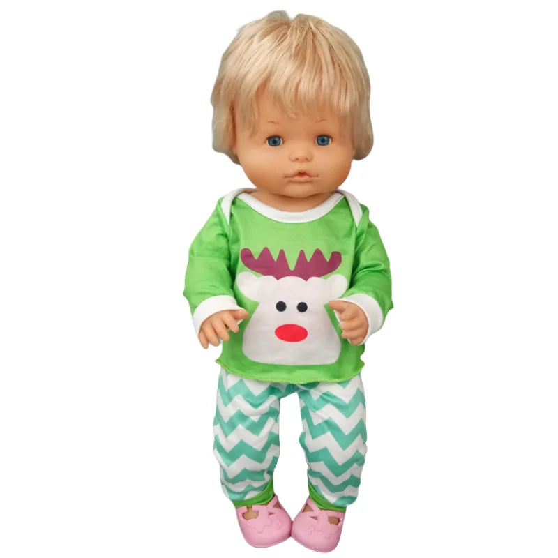 Nenuco 17-Inch Baby Doll Dress - Festive Christmas Tree Design with Red & Green Skirt for 40cm Dolls