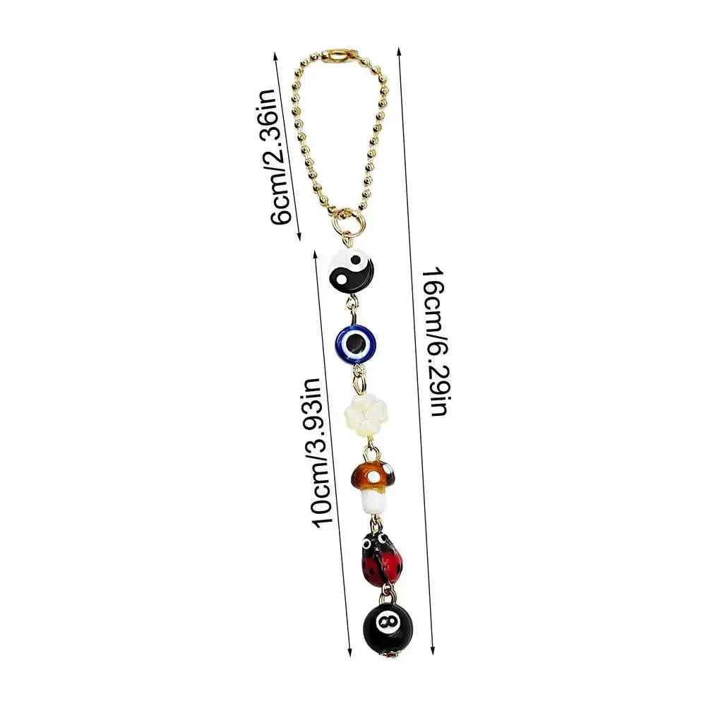 Devil's Eye Clover Mirror Pendant - Boho-Chic Demon Eye Charm for Lucky Rear View Car Accessory