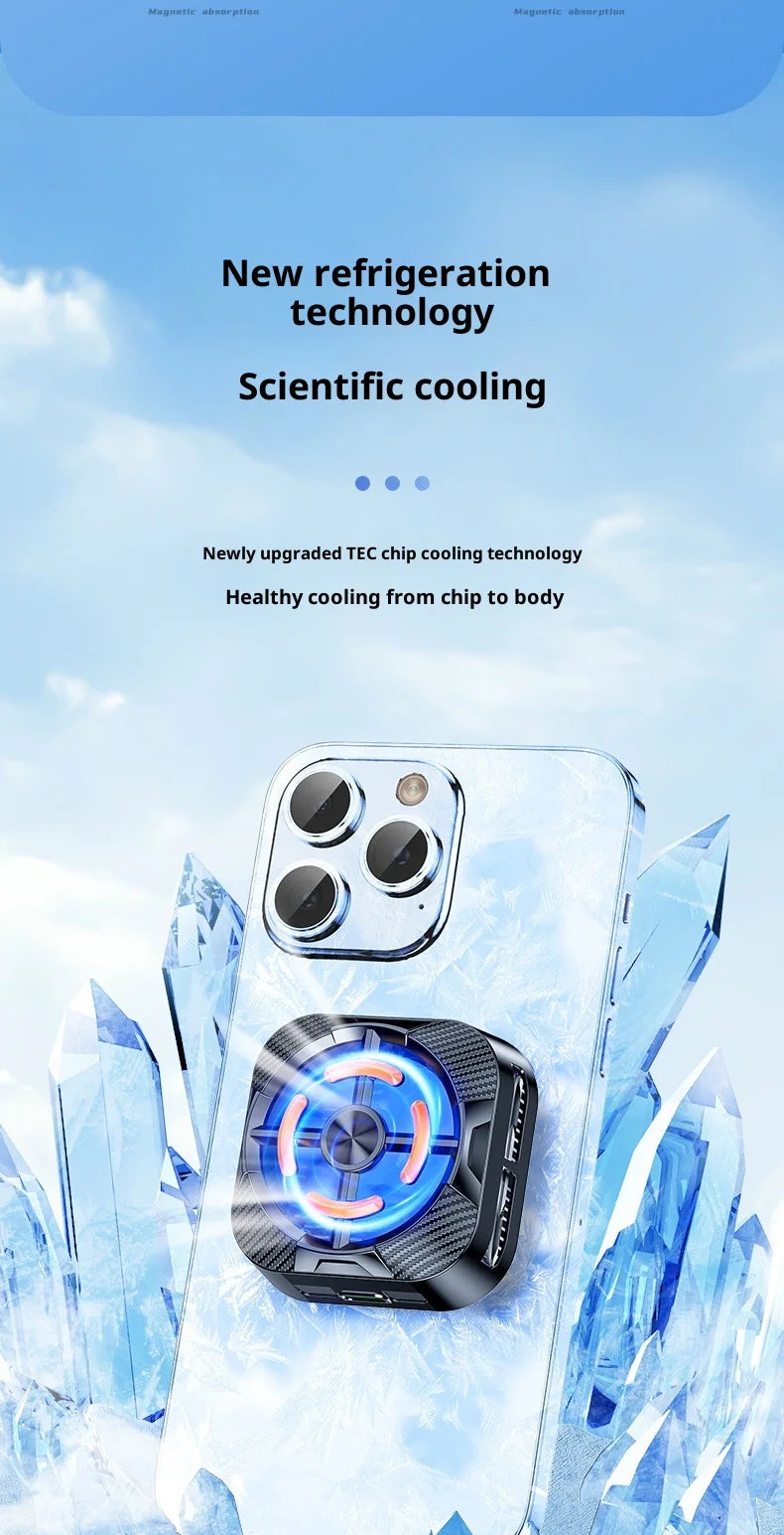 New Mobile Phone PUBG Game Cooler Semiconductor AI Temperature Control with RGB Light Magnetic/Back Clip Cooling Radiator