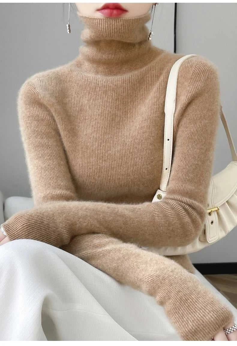 100% Merino Wool Long-sleeved Turtleneck Pullover Women's Autumn Winter Slim Sweater Basic Women's Clothes Cashmere Sweater The jack market .AU The jack market .AU Woman Fashion $ 75 14:1052#black;200007763:201336100;5:4182