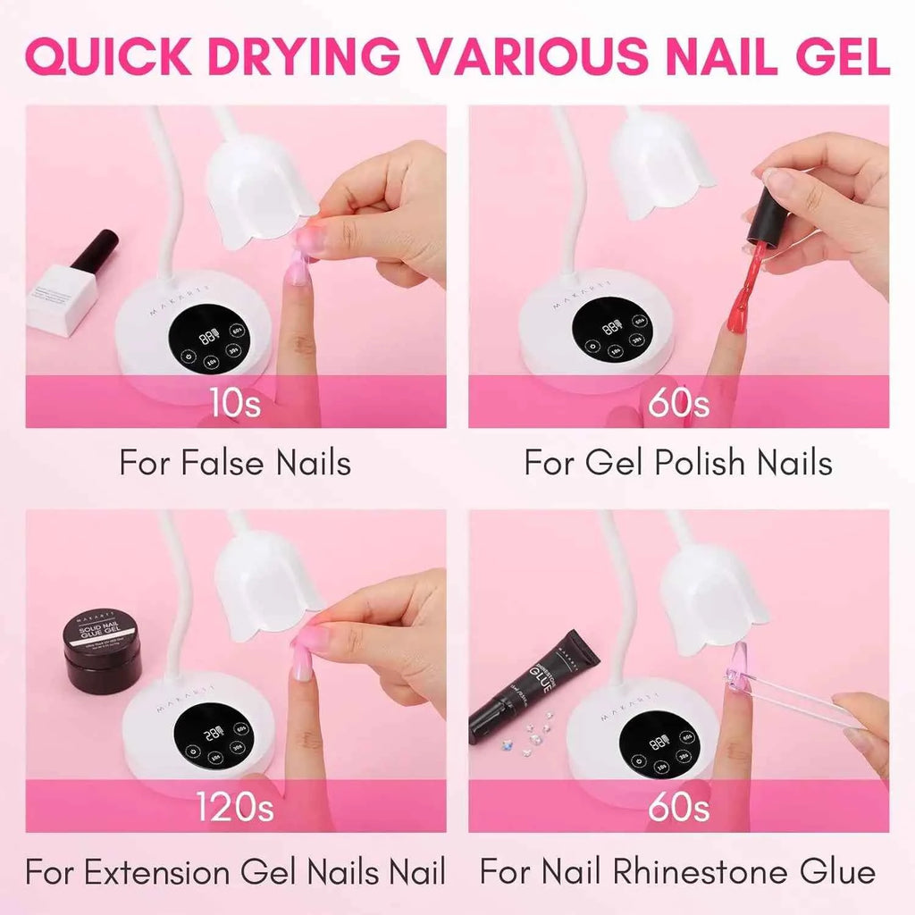 Makartt Mini UV LED Nail Lamp - Rechargeable & Fast-Curing Gooseneck Design for Perfect Gel Nails at Home