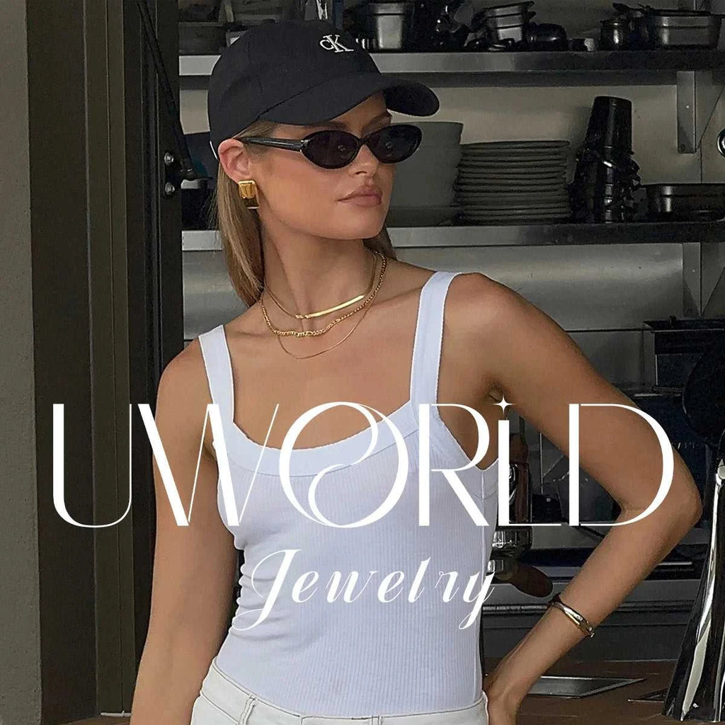 Uworld Trendy Designer 18K Gold Color Plated White Zircon Pendant Earrings Hypoallergenic Waterproof Stainless Steel Jewelry Gif The jack market .AU The jack market .AU Jewellery & Chains $ 56 200001034:367#JDE0106057
