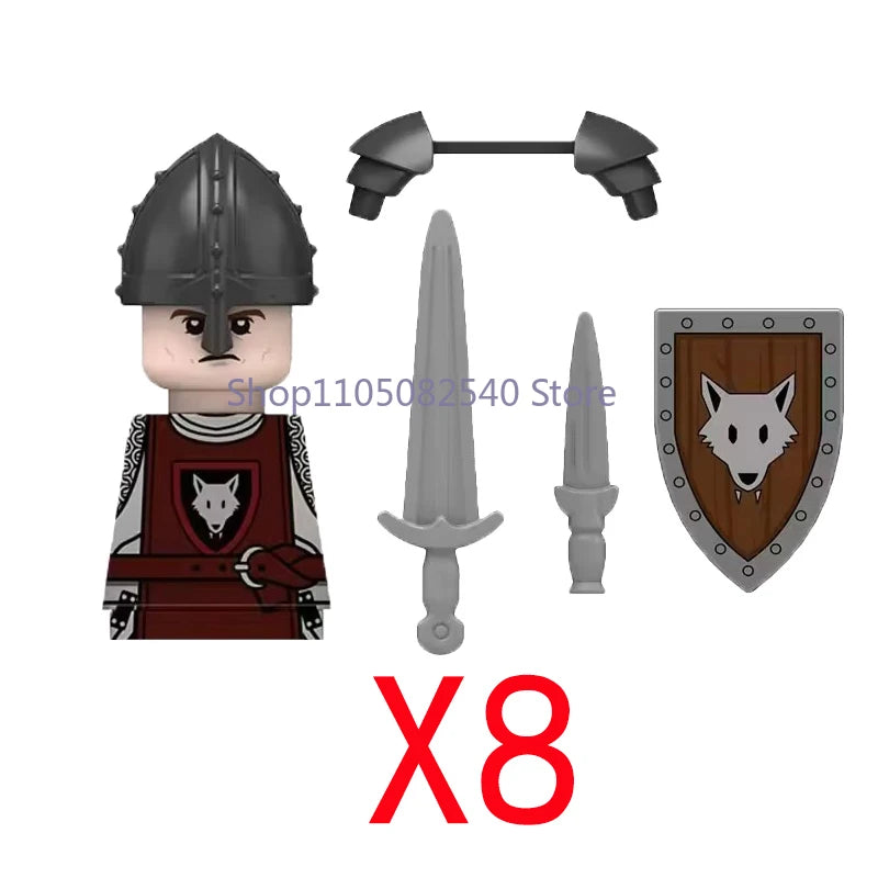 MOC Military Soldier Movie Character Building Blocks Accessories Medieval Castle Knight Helmet Shield Mini Brick Gift Toy E008