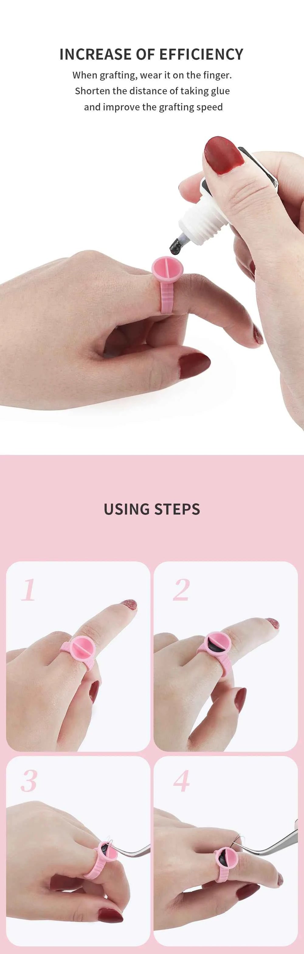GLAMLASH Disposable Eyelash Extension Glue Rings - 100 Pcs for Effortless Application & Precision Pigment Holding