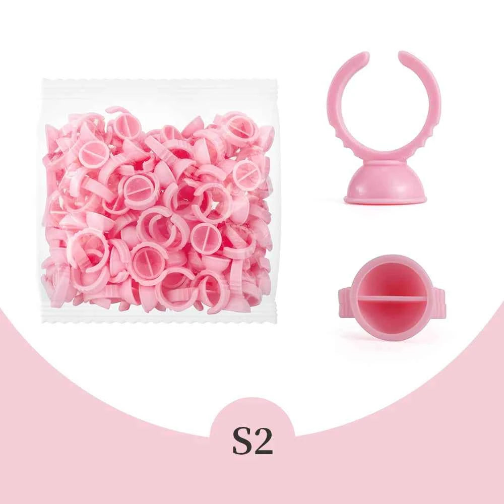 GLAMLASH Disposable Eyelash Extension Glue Rings - 100 Pcs for Effortless Application & Precision Pigment Holding
