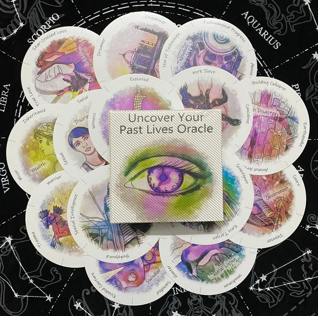 Uncover Your Past Life Oracle Deck Round Shape A 87 Tarot Cards with PDF Guide Book Divination Oracle Cards Tarot Game