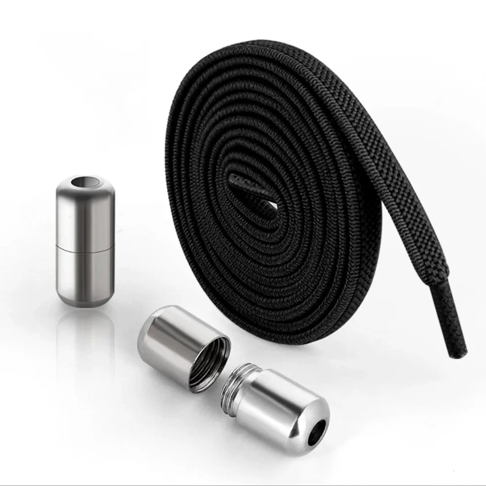 No Tie Shoe Laces Metal Capsule Lock Elastic Laces Sneakers Flat Shoelaces Without Ties Kids Adult Quick Shoes Lace Rubber Bands