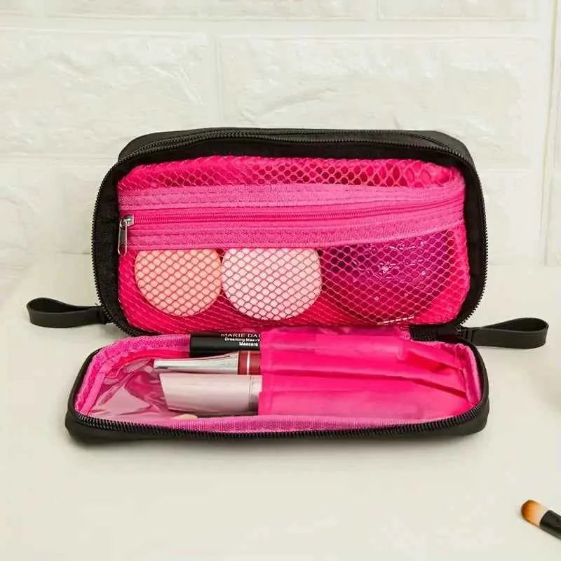 Large Capacity Makeup Brushes Storage Bag Double-Zipper Comestic Tools Organizer Wide-open Vertical Free-Standing Brush Holder