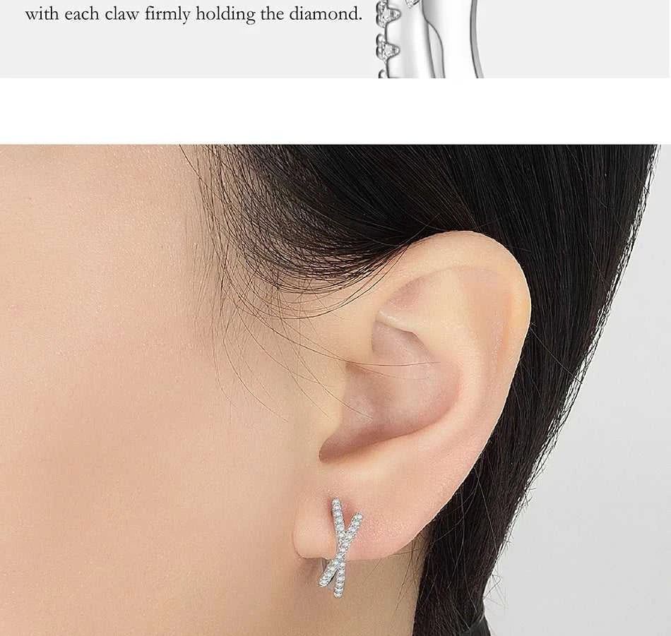 PERFANY 0.28CT Full Moissanite Hoop Earrings Women S925 Pure Silver Cross Design Laboratory Diamond Fashion Jewelry Party Gift The jack market .AU The jack market .AU Jewellery & Chains $ 82 200001034:361180#Total-0.28CT