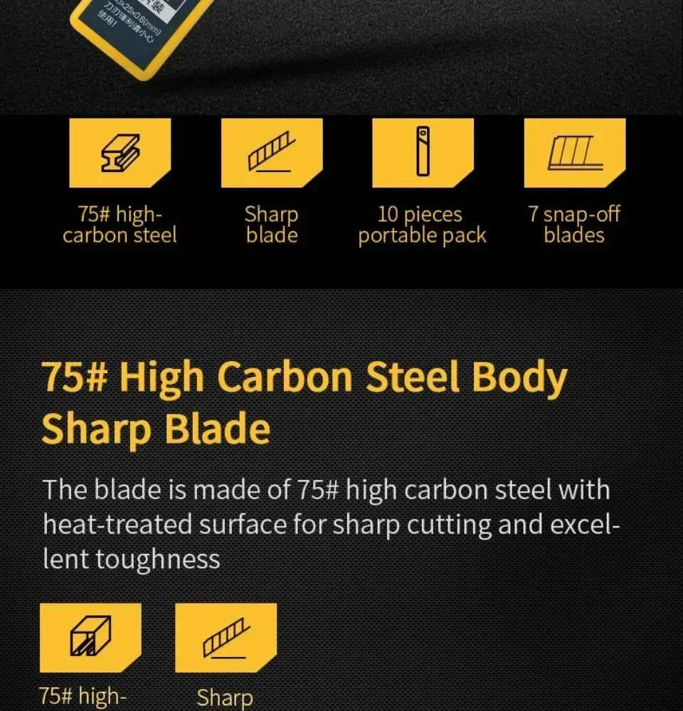 Deli 10Pcs Stainless Steel Snap-Off Utility Knife Blades for Retractable Cutters