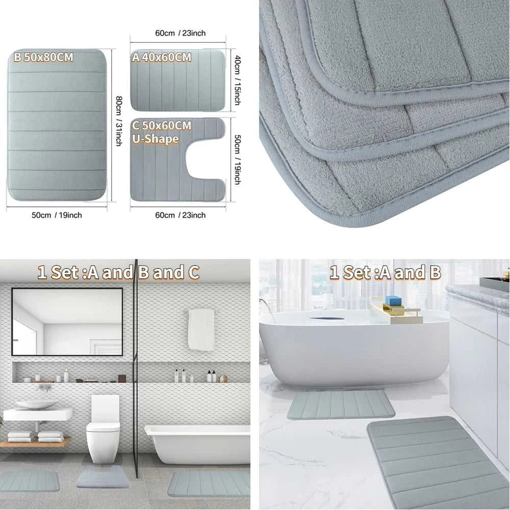 1/2/3Pieces Memory Foam Bathroom Mat Set Non-slip Bath Mat Super Absorbent Water Bathroom Floor Mat Machine Washable Toilet Rug The jack market .AU The jack market .AU $ 28 14:366#Navy;183:200007741#B 50x80CM
