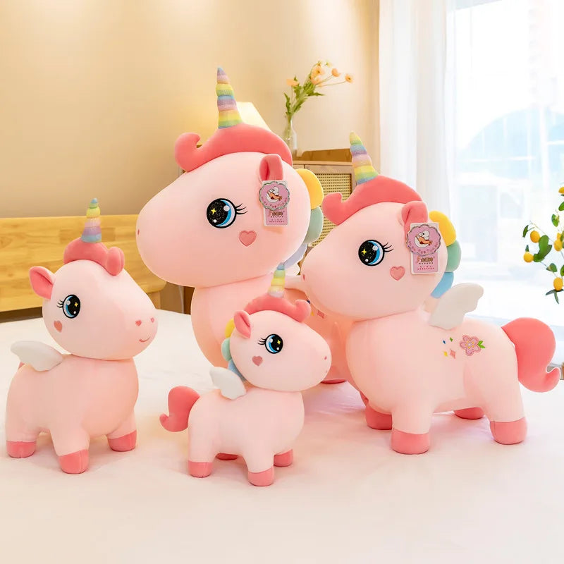 Cute Pink Unicorn with Wings Plush Toy Doll Soft Stuffed Kawaii Animals Princess Cartoon Pillow Cushion Birthday Gift for Girl