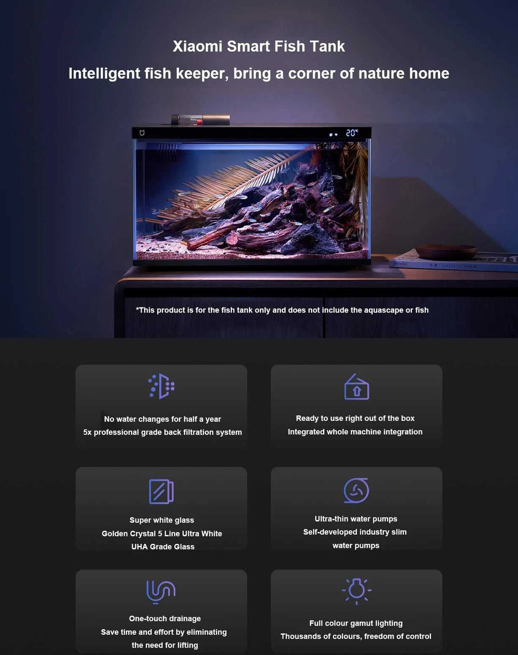 NEW MIJIA Smart Fish Tank MYG100 Work With Mijia APP Mobile Controlled Remote Feeding Smart Lighting System Light Aquarium20L The jack market .AU The jack market .AU Home $ 131 14:366#Add UK Adapter