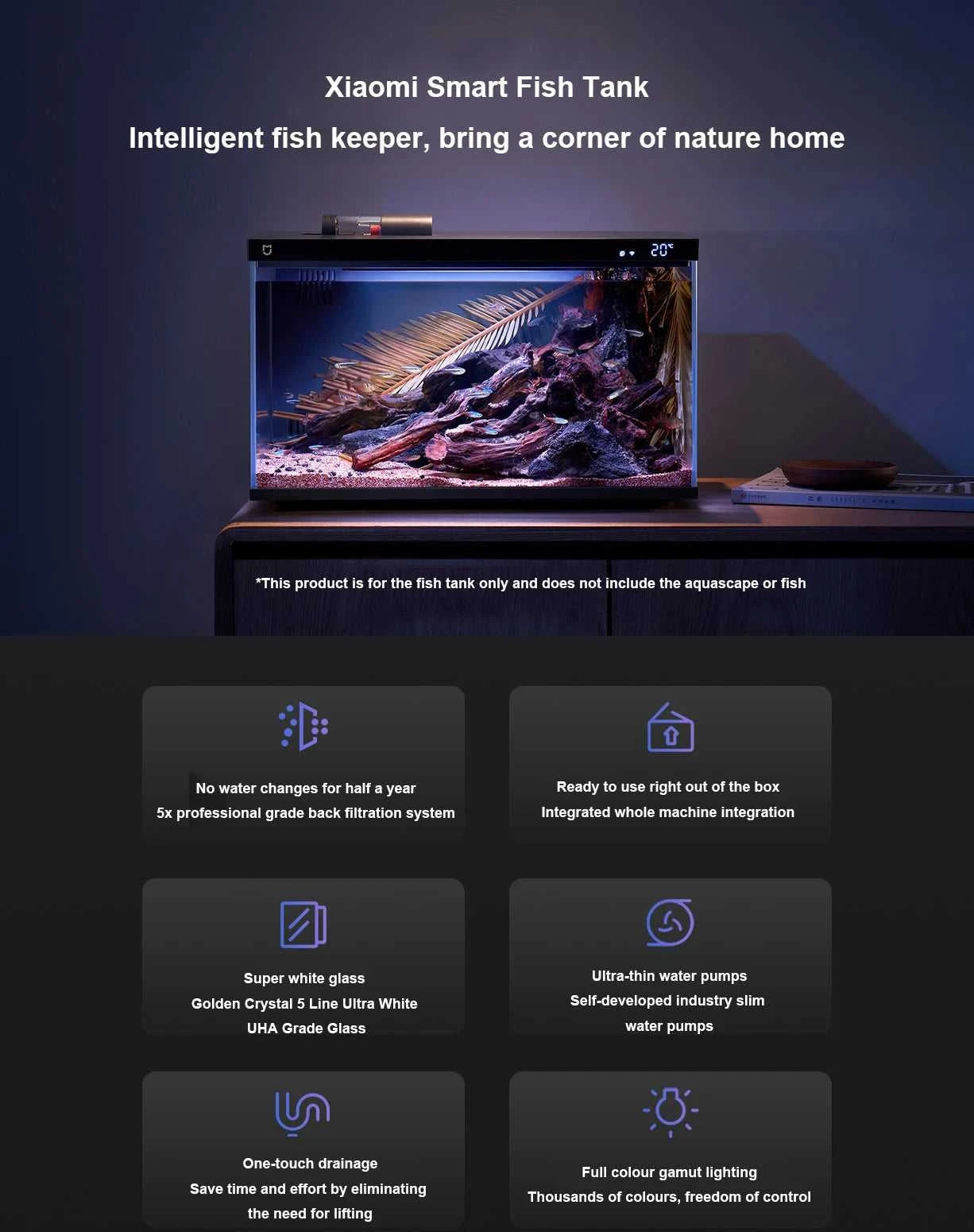 NEW MIJIA Smart Fish Tank MYG100 Work With Mijia APP Mobile Controlled Remote Feeding Smart Lighting System Light Aquarium20L The jack market .AU The jack market .AU Home $ 131 14:366#Add UK Adapter