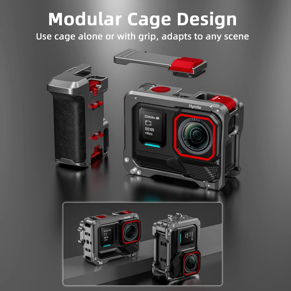 For Insta360 Ace Pro 2 Grip Kit Camera Metal Frame Case with Shutter Button for Insta 360 Ace Pro 2 Accessories