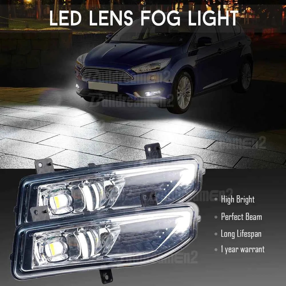 2 Pieces 30W 4000LM Car Passenger + Driver LED Lens Fog Light Assembly H11 For Nissan Versa Sedan 2020 2021 2022 2023 2024 2025
