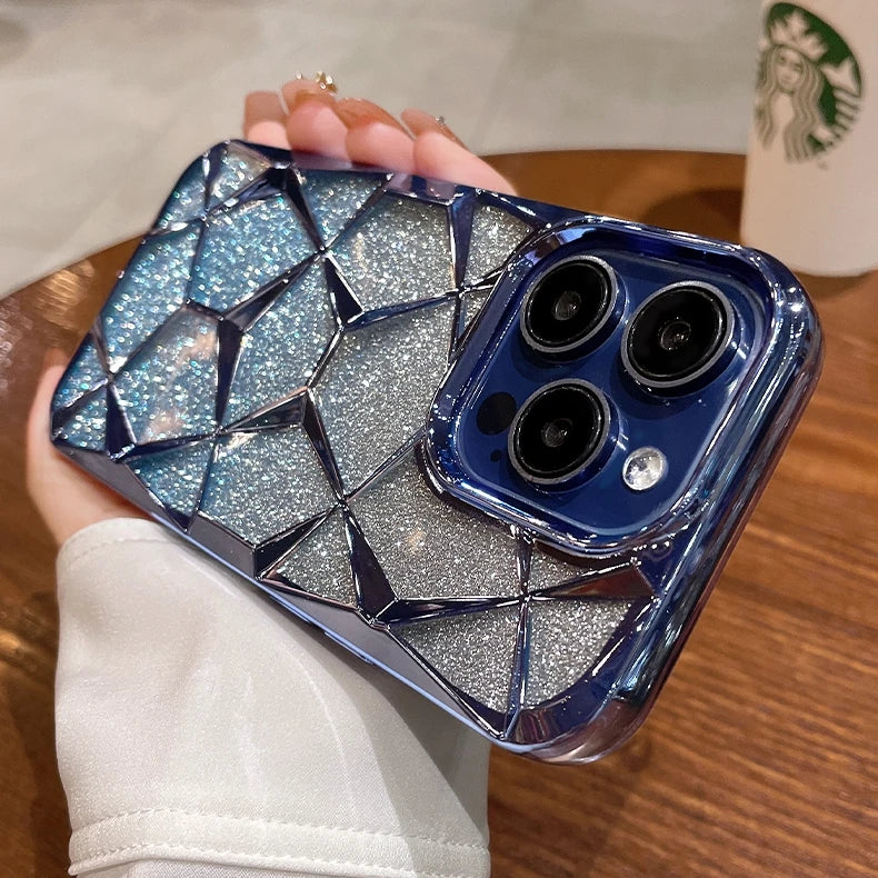 Ins Glitter Cube Diamond Case for iPhone 11-15 Pro Max & Plus - Soft Bling Cover for Ultimate Luxury & Protection