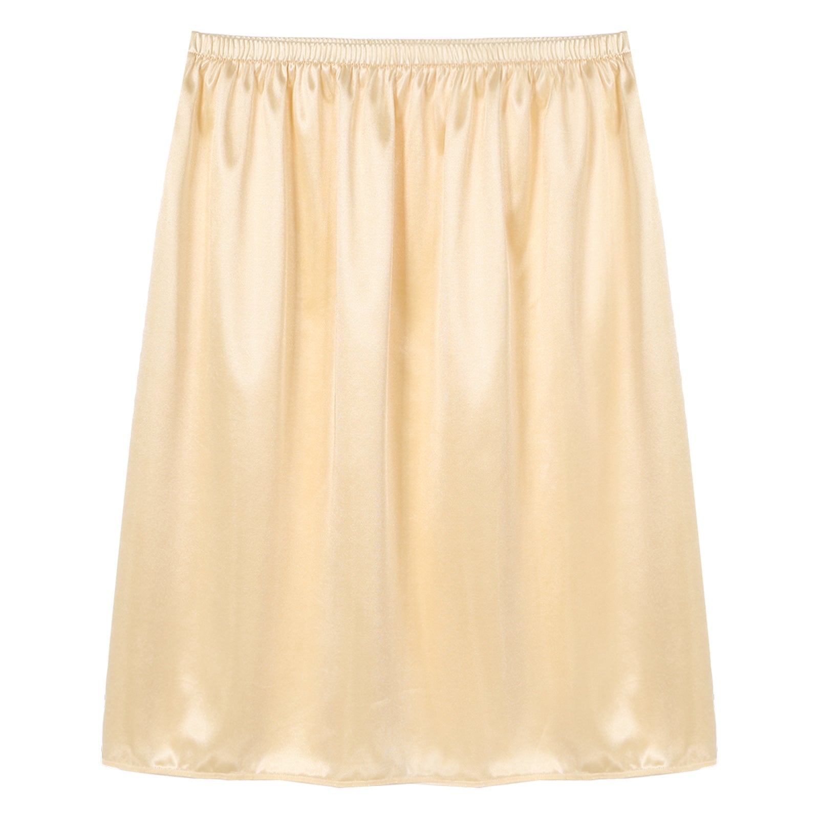 Womens Petticoat Skirt Solid Half Slip Underskirt Summer Elastic Waist Inner Lining Midi Skirt Long Underskirt for Party Dress