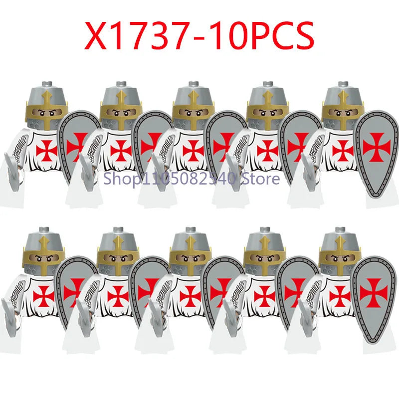 MOC Military Soldier Movie Character Building Blocks Accessories Medieval Castle Knight Helmet Shield Mini Brick Gift Toy E008