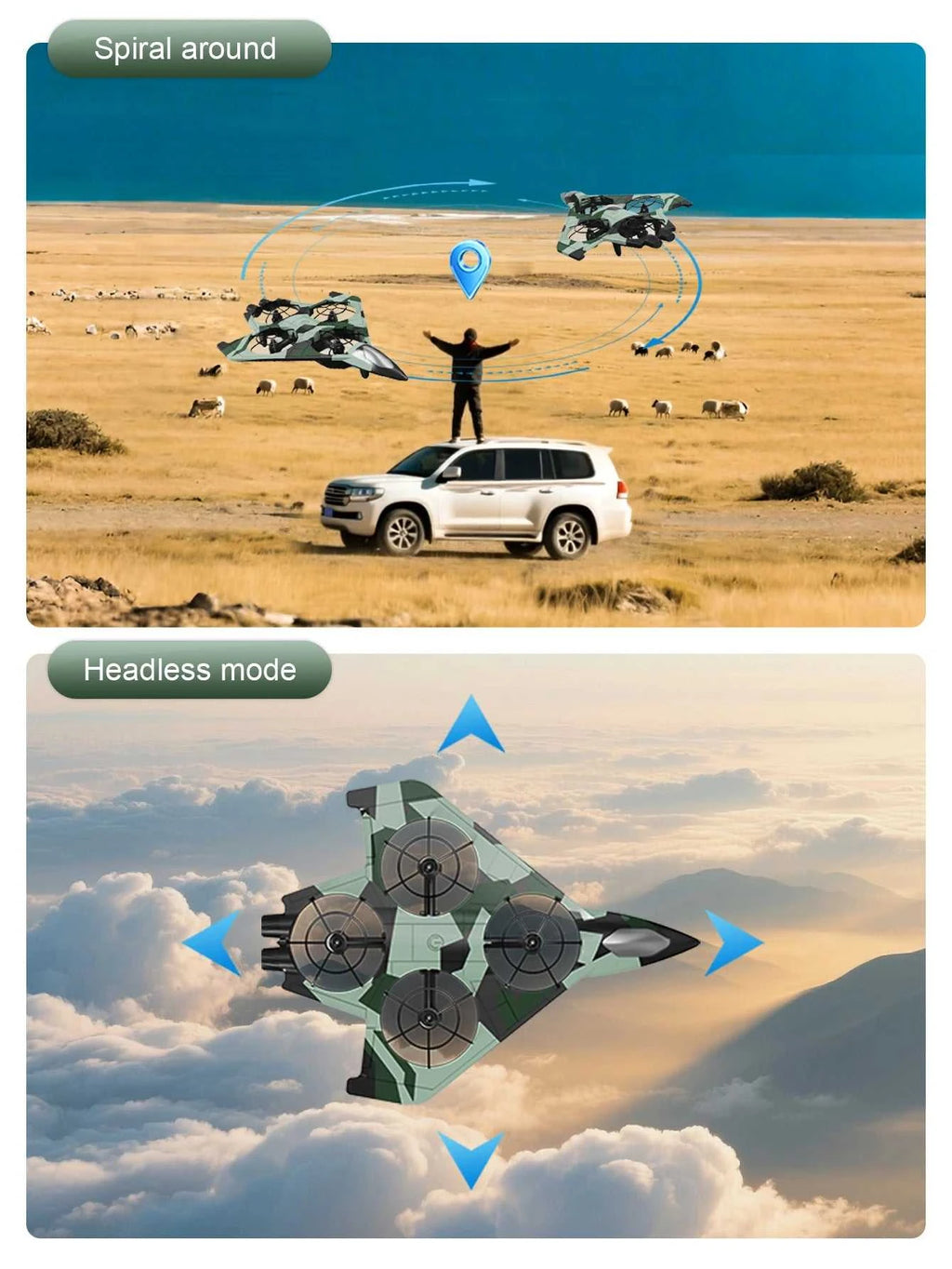 Quadcopter Remote Control Aircraft Drone Model Hovering Flight Fighter Fixed Height Rolling Stunt Toy Fall Resistant Kids Aldult The jack market .AU The jack market .AU Drones $ 70 14:29#E76 blue deone