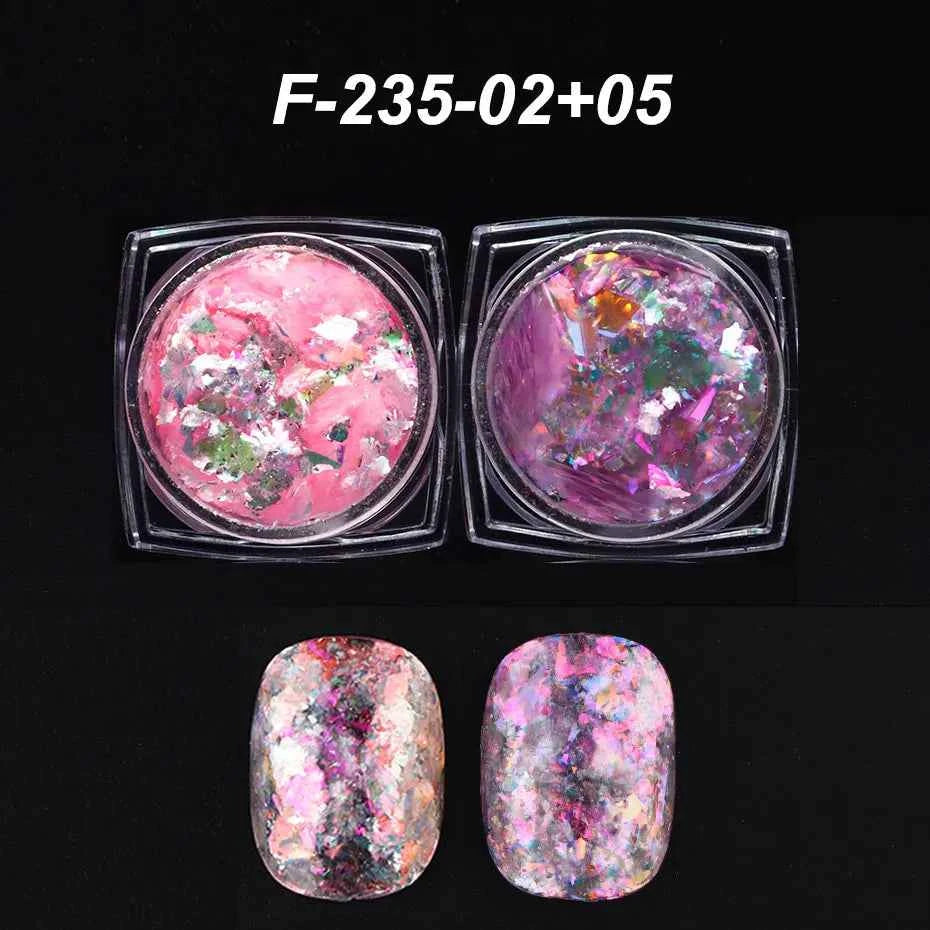 Aurora Opal Nail Flakes - Holographic Glitter Powder for Dazzling Mermaid Nail Art