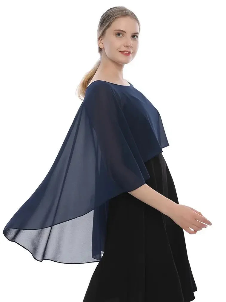 Women Chiffon Capes Shawl Ladies Evening Wedding Party Capes Shrug Ladies Bridal Lightweight Long Shawl and Wraps Dress Cover Up