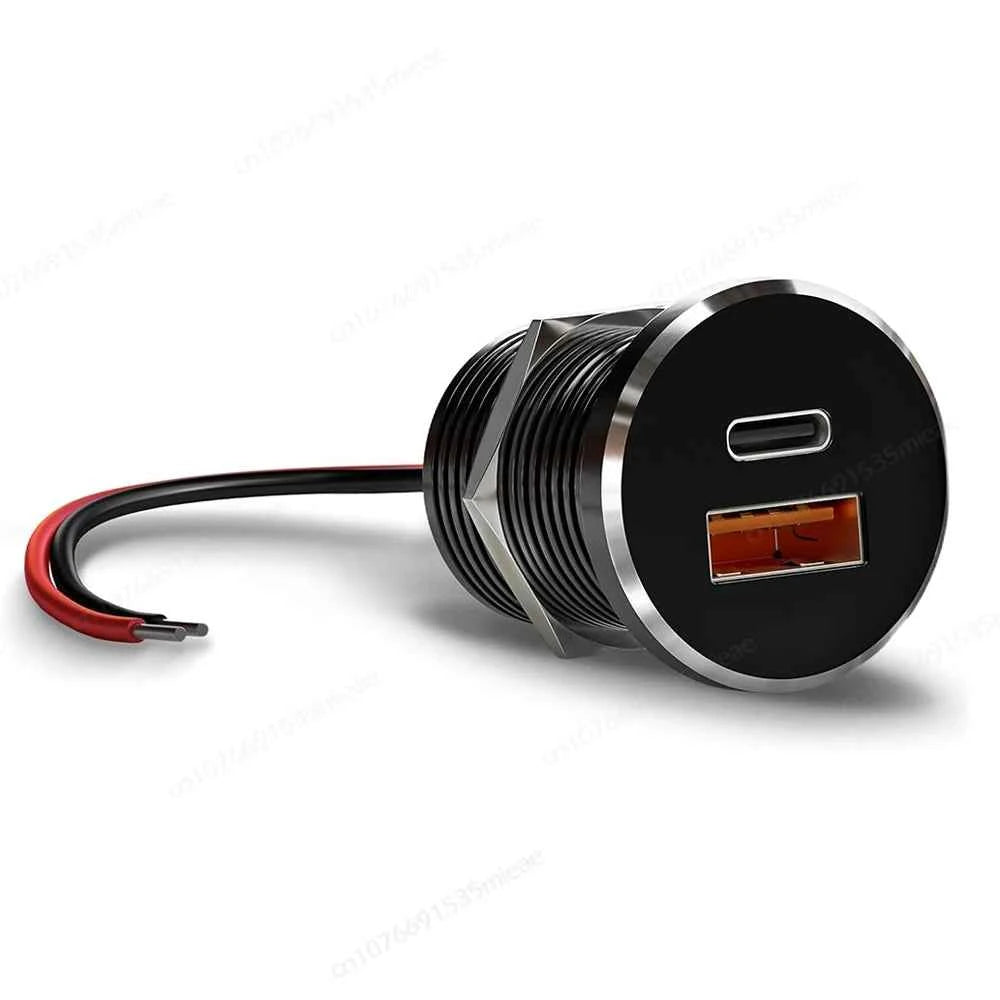 1-2 Pack Mini 66W 12V USB Outlet PD 30W Type-C QC3.0 36W USB-A Dual Port Aluminum Fast Charging Socket for RV Camper Truck Boat