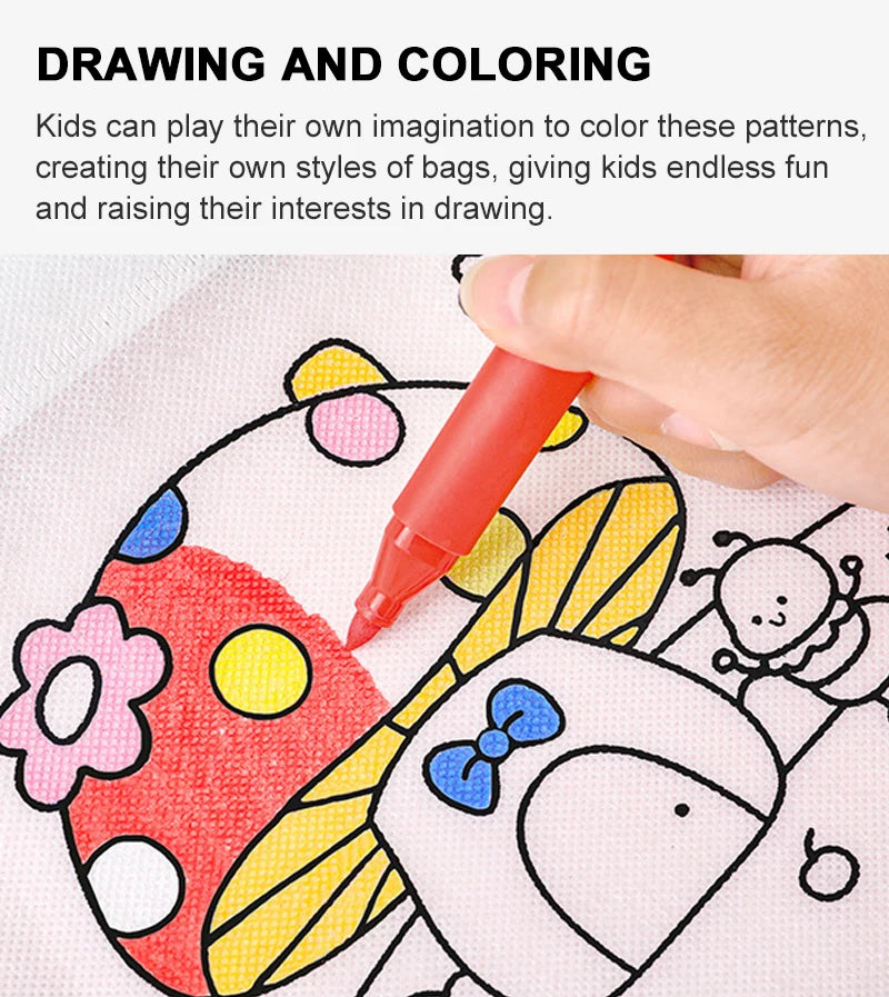 5pcs Graffiti Bag with Marker Pen Color Cognition Children Drawing Toys Puzzle Parent-child Kindergarten Activity Props TMZ