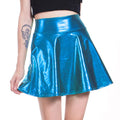 Girls' Fashion Bright High Street Casual Shiny Flared Pleated A-Line Mini Skirt Preppy Style Versatile Elastic High Waist Dress