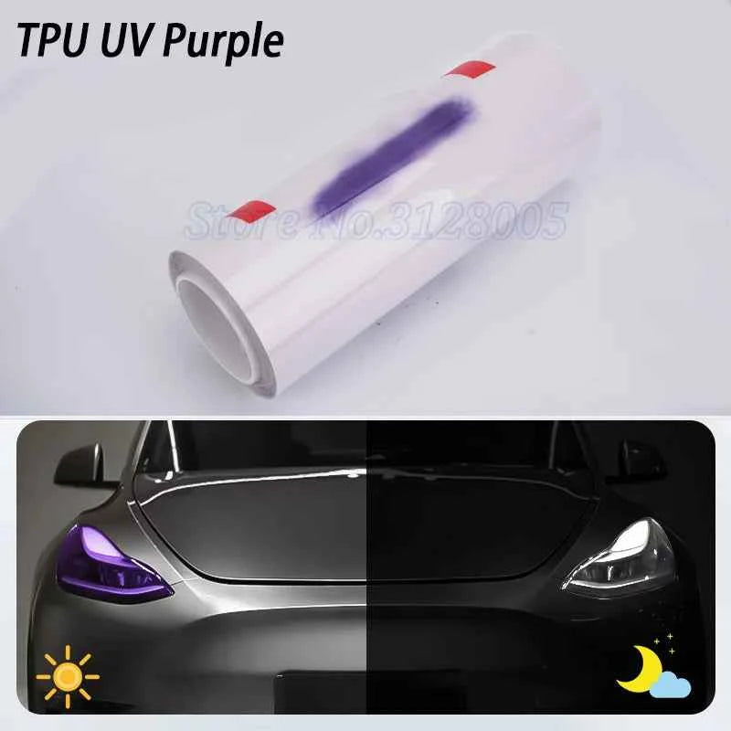 30CM 40CM 60CM PPF Paint Protection Photochromic Film UV Color Change Headlight Protection Film Self-healing Anti-scratch Film