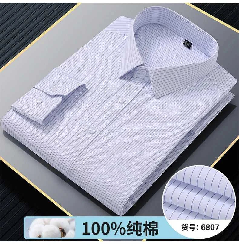 High Quality 100% Cotton Men's Shirts Long Sleeve Slim Fit Business Formal Striped Shirt Social Male Clothing Plus Size 8XL 7XL The jack market .AU The jack market .AU Men Fashion $ 43 14:691#6808;5:200000900#47 Size (100-110KG)