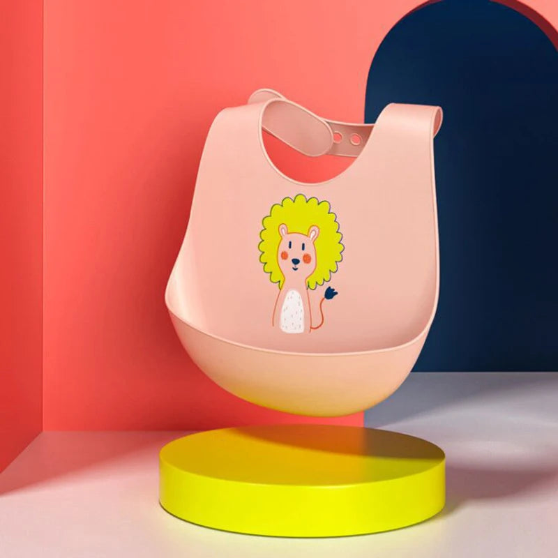 Silicone Baby Bib Waterproof Kids Boy Girl Feeding Stuff Adjustable Feeding Apron Food Grade Cartoon Burp Scarf Toddler Burp Bib