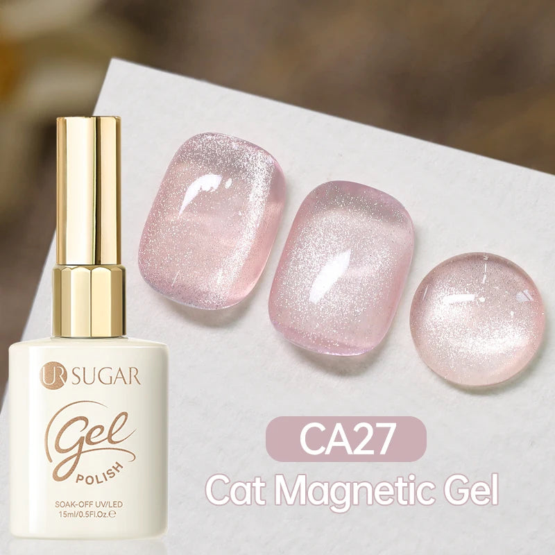 UR SUGAR 15ml  Autumn Winter Red Cat Magnetic Gel Nail Polish White Dopamine Nail Sparkling Glitter Soak Off UV LED for Manicure