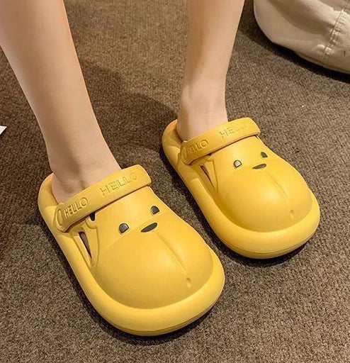 Shoes for Women 2025 Kawaii Cute Woman Slippers Round Toe Animal Cartoon Sandals Anime Slides Home Men Summer Mules House Indoor
