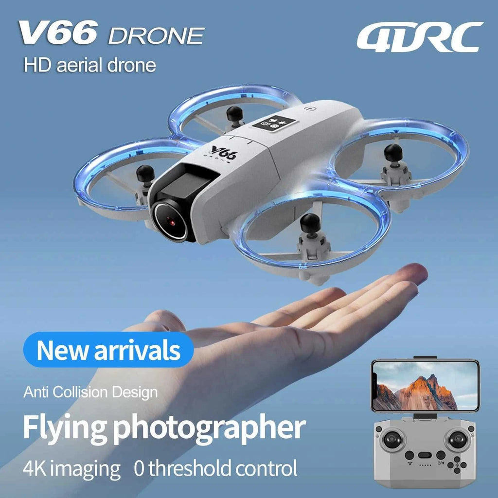 V66 Mini Drone 4K Profesional Dual Camera Headless Mode Obstacle Avoidance WiFi FPV Dron 360° Flip RC Quadcopter Toys for Kids The jack market .AU The jack market .AU Drones $ 85 14:10#Grayish White