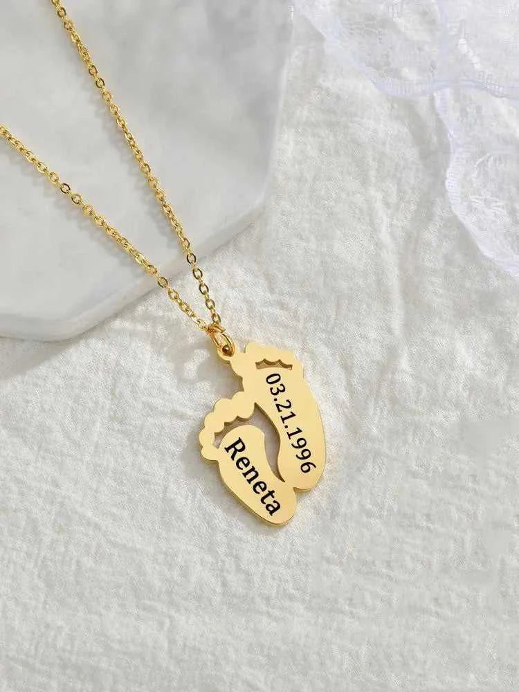 Personalized Engraved Name Necklace For Baby Custom Stainless Steel Foot Pendant Necklace New Born Gift The jack market .AU The jack market .AU Jewellery & Chains $ 51 200000783:200013902#Engrave;200001034:361181