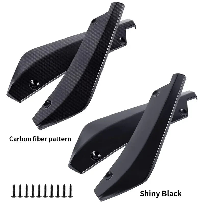 Car Front Rear Anti-collision Corner Protection Universal Carbon Fiber Gloss Black Bumper Strip Rear Spoiler Modification Parts