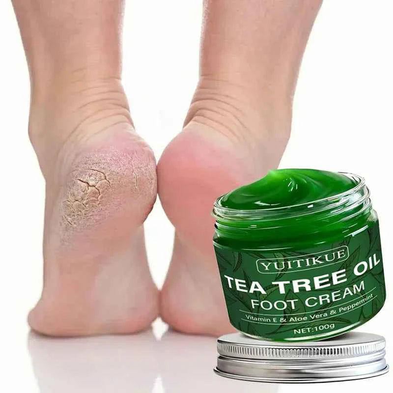YUITIKUE Tea Tree Oil Foot Cream 100g - Multi-Use Moisturizer for Feet, Hands, Knees & Elbows, Gentle Care with Vitamin E & Aloe