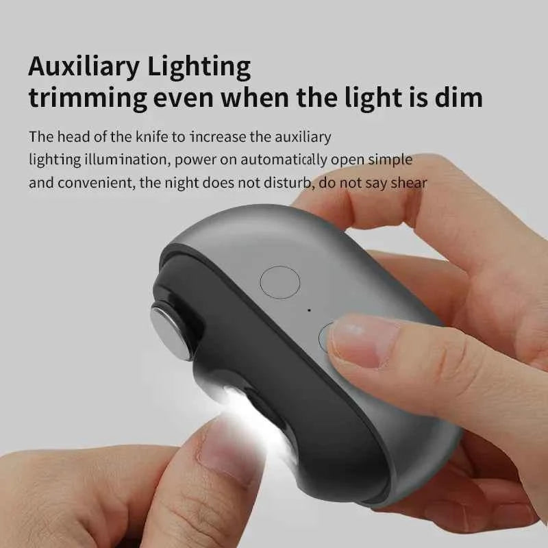Rechargeable Electric Nail Clipper & Trimmer with Light - Portable Fingernail Cutter and Storage